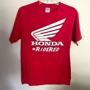 HONDA # Ridered wing logo red short sleeve motorcycle T-shirt size small
